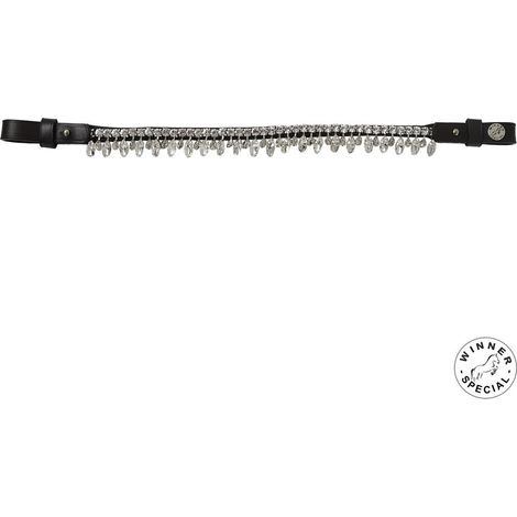 FULL, NERO: Frontalino per cavalli con decoro strass e pendenti