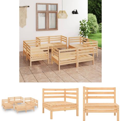 The Living Store - 8-tlg. Garten-Lounge-Set Massivholz Kiefer (1/5)