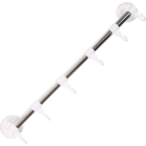 Porte-Serviettes sans Poinçon avec Ventouse Forte en Acier Inoxydable, 6 Crochets, Gain de Place Cuisine et Salle de Bain (1/5)