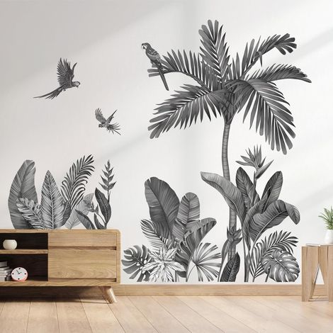 Stickers Muraux Palmier Noir Arbre Autocollant Mural Feuilles (1/5)