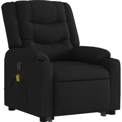Poltrona relax TV funzione massaggio reclinabile 6 punti massaggio in tessuto nero DEC027050