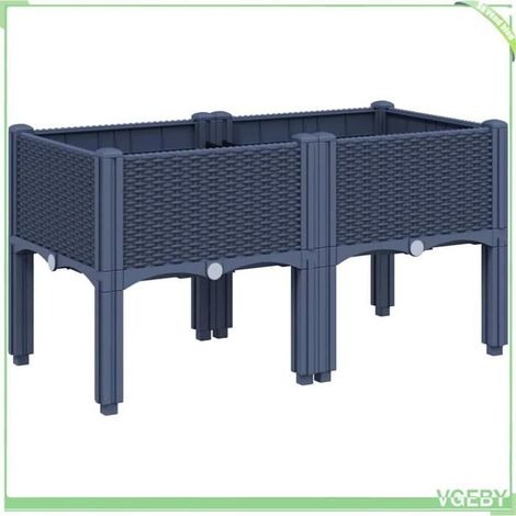 Jardinière - FAFEICY - 367891 - bleu gris - aspect rotin - 80 x 40 x 42 cm (1/5)