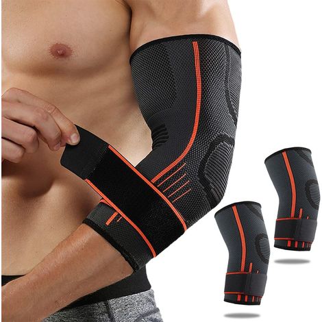 Bandage unisexe pour coude, bandage en deux parties, bandage de compression pour le coude, soutien articulaire et musculaire, bandage de compression pour la protection du bras lors de la musculation, (1/5)