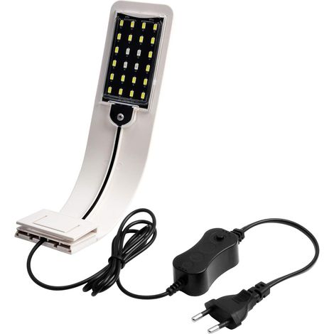 1 Lampe LED aquarium pince, lumière blanche et bleue, 24 LED, ultra-mince, pour petit aquarium maison bureau (1/5)