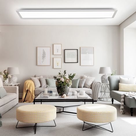 Oraymin Dalle LED 120x30cm RGB avec Télécommande - Panneau LED Plafonnier 40W 4800LM - CCT Variable 3000K-6500K avec Fonction Mémoire - Luminaire Design pour Salon, Cuisine et Bureau (1/5)