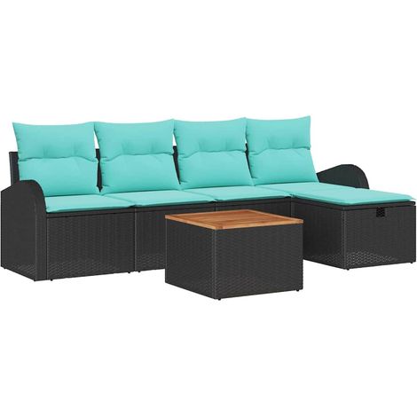 Garden Sofa Set with Cushion 6 pcs Black Poly rattan vidaXL (1/5)