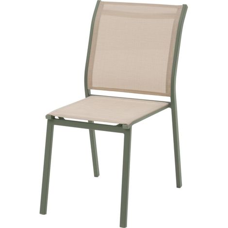 Sedia da giardino impilabile essentia lino e verde alloro alluminio e texalina - Hespéride
