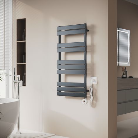 SONNI Sèche-serviettes électrique Anthracite avec contrôle de Température WIFI Chauffage à distance Radiateur sèche-serviettes plat 1000×500×62mm 600W (1/5)