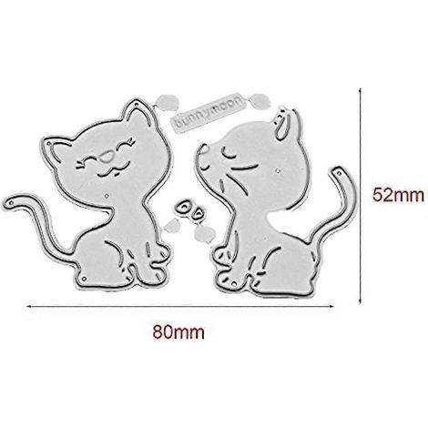 Pochoirs de découpe Chats en métal, motif deux chatons mignons, pour scrapbooking, albums photo, cartes et loisirs créatifs. (1/2)