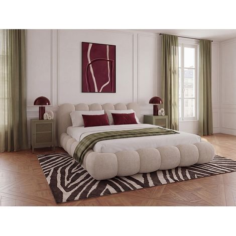 BOBOCHIC - Lit bas BOBBY tissu chiné 140x190 Beige (1/5)