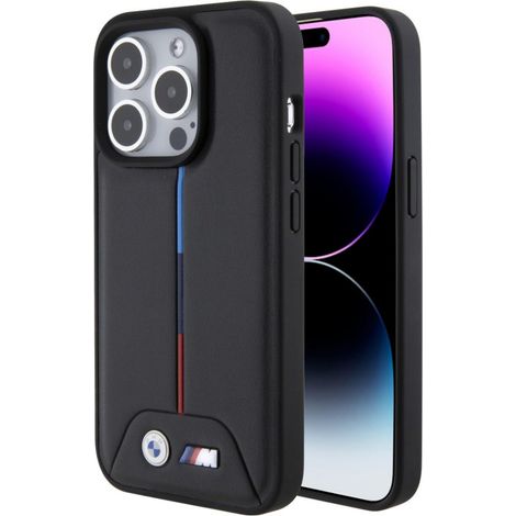 Coque rigide matelassée tricolore BMW BMHCP15L22PVTK pour iPhone 15 Pro 6,1" noir/noir