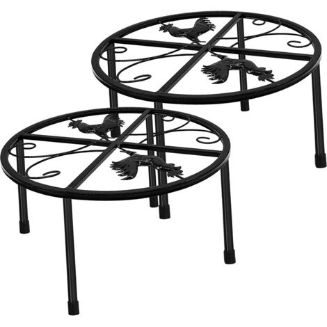 Support De Poulailler En Métal Support De Mangeoire Et Dabreuvoir Pour Fournitures De Poulailler Noir Rond 29 X 18 Cm (1/5)