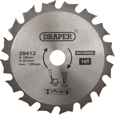 TCT Multi-Purpose Circular Saw Blade, 185 x 25.4mm, 16T (29412) (1/5)