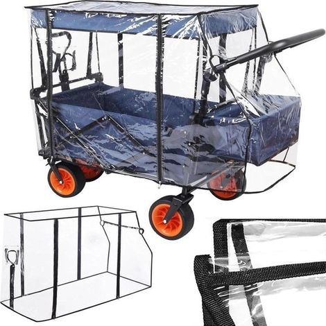 Housse de pluie universelle, transparente et pliable, pour chariots, accessoires de plage et charrettes. (1/5)
