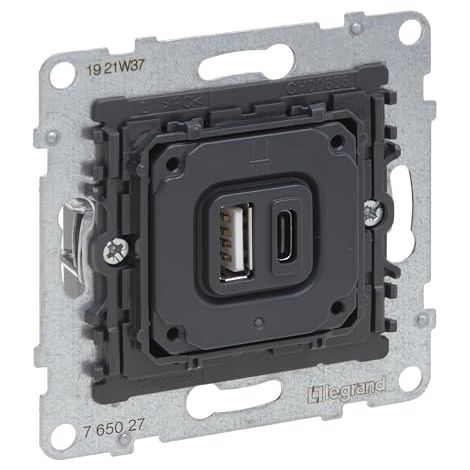 LEGRAND, SEANO 765027 INSERT DE PRISE DE CHARGE USB, 1 DE TYPE A ET 1 DE TYPE C COURANT DE CHARGE : 3 A POUR 5 V POUR UN APPAREI