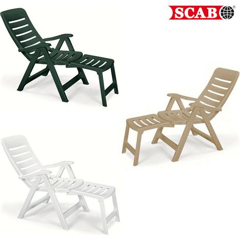 Sedia a Sdraio Reclinabile S-CAB Quintilla Poltrona verde da Giardino 5 Posizioni con Prolunga Richiudibile Cm 108x60 Made in Italy Giardino Mare Piscina (1/4)