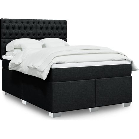 Boxspringbett mit Matratze Schwarz 140x190 cm Stoff
