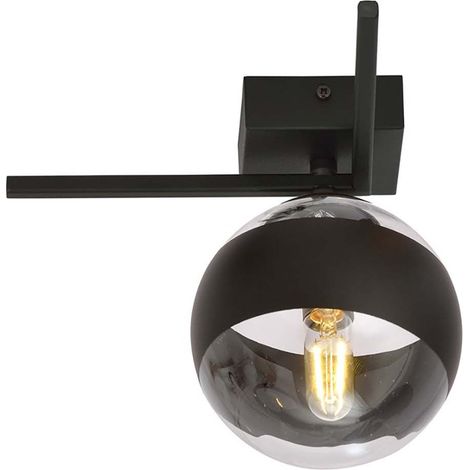Plafoniera Moderna Perseo Acciaio Nero Vetro 1 Luce E14 (1/5)