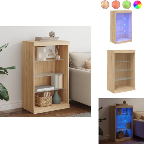Buffet avec lumières LED chêne sonoma 60,5x37x100 cm - Buffet Design Moderne - Meuble Rangement - Luminaire Led - Décoration Intérieur - Mobilier Salon (1/5)