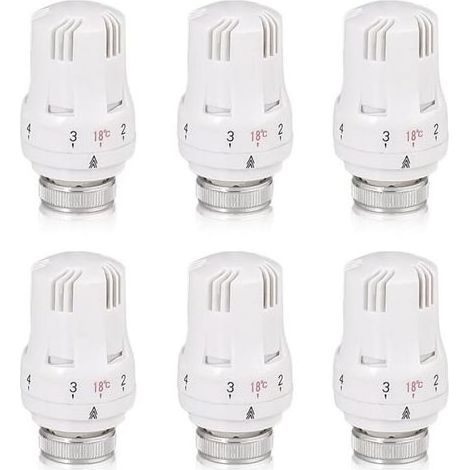 Tete Thermostatique Radiateur, 6 Pièces Tête de Vanne de Radiateur, Robinet Thermostatique Radiateur, M30 X 1,5 Tête de Thermostat, Tête de Radiateur pour Le Bureau et La Maison(A)-différentes quantit (1/4)