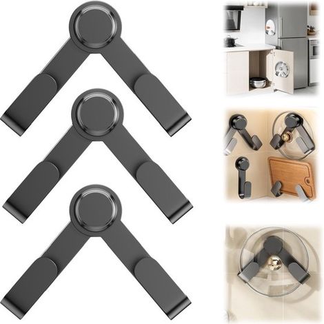 Étagère de cuisine Support pour planche à découper Support pour couvercles de casseroles à ventouses Étagère de placard (19,5 x 3 cm Gris foncé) (1/5)