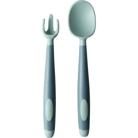 1 Cuillère d'entraînement,Souple sans BPA,Manche pliable en acier,Ergonomique,Bébé apprentissage alimentation (1/4)