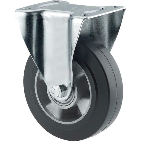 Roulette fixe 3478 IEP, chape acier zingué embouti, roue aluminium à bandage caoutchouc élastique D 125mm - Tente