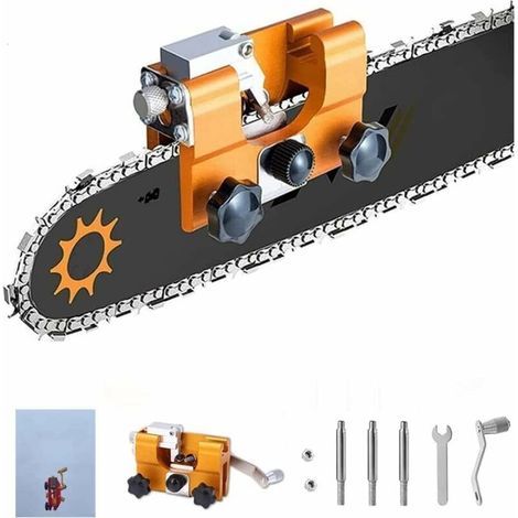 Chainsaw sharpener. Chainsaw chain sharpening jig kits with 3 carbide cutters. Suitable for all types of chainsaws. (1/5)