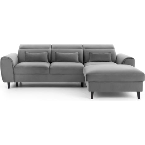 Canapé d'angle convertible gris angle droit 4 places FABLE (1/5)