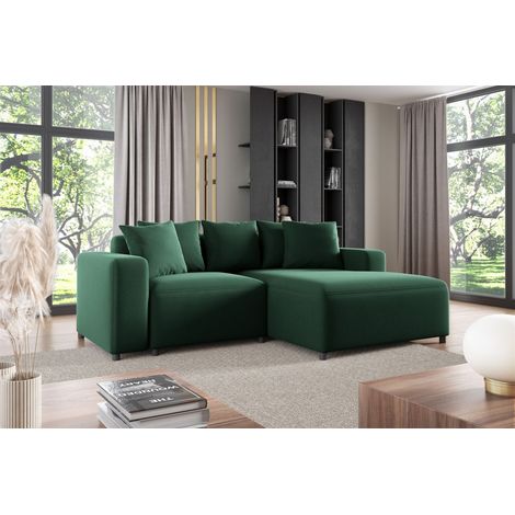 Ecksofa Designersofa Sofa MEGAN XS in Stoff Salvador Dunkelgrün Ottomane Rechts (1/2)