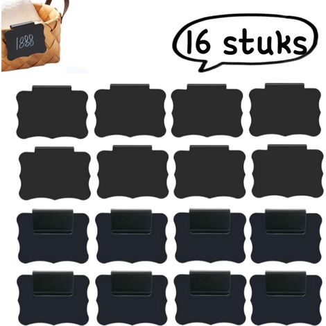 étiquette amovible pour panier panier à couverts à clipser panier de rangement étiquette de catégorie pince tableau noir effaçable dimensions 8 9 x 7 cm noir lot de 16 étiquettes (1/5)