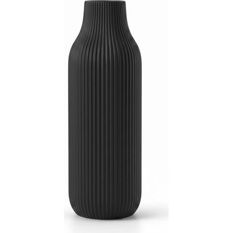 Un vaso moderno dalle linee semplici, nero, elegante e con un delicato motivo