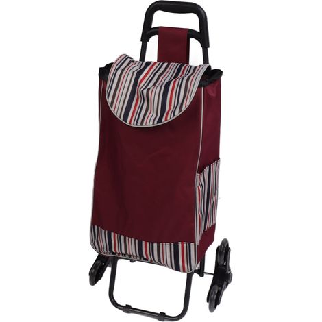Chariot Pliable Transport à Main en Acier Inoxydable Rouge, Diable de Charge Lourde, Caddie à Bagages avec Sac pour Déménagement, Courses, Voyage, Bureau (1/5)