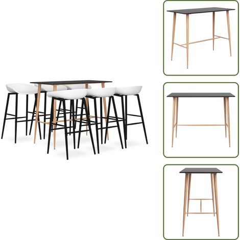 The Living Store Ensemble de bar 7 pcs Noir et blanc - Tabouret de bar (1/5)