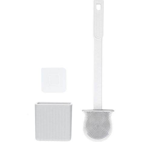 Lot Brosses de Toilettes Mural pour Salle de Bain Gris - Kit Nettoyage WC et Lavabo (1/5)