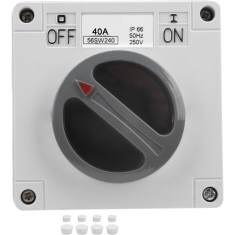 Aiperq Interrupteur Secteur 2P 40A Étanche IP66 - Bouton Rotatif Marche/Arrêt avec Indicateur 250V pour Usage Extérieur & Industriel (1/4)