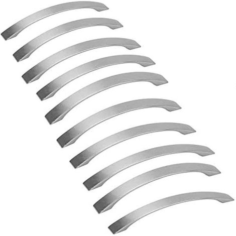 10er-Pack Küchenschrankgriffe – Gebürstete Aluminiumlegierung – Geeignet für Schränke, Schubladen, Schränke (Lochabstand 128 mm)
