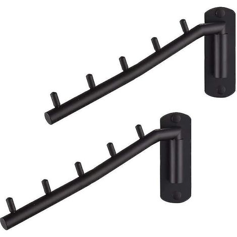 Set aus 2 schwarzen, faltbaren Wandwäscheständern, Wandwäscheständer aus Edelstahl mit Schwenkfunktion (1/5)