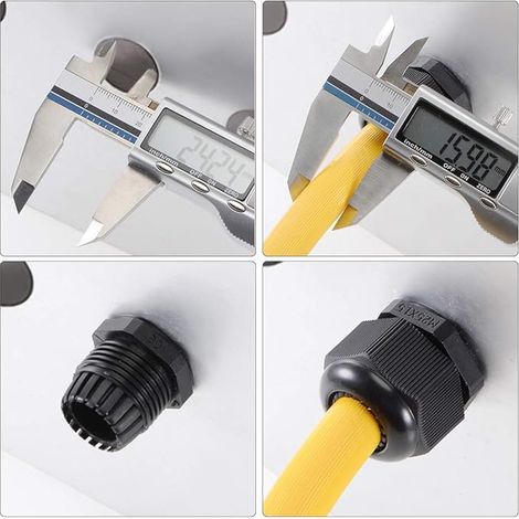 M22x1,5 Presse-étoupe 7mm-12mm Fil Trou Imperméable Joint Réglable Contre-écrou Nylon avec Rondelle Blanc (1/4)