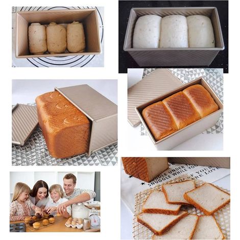 Brotbackform mit Deckel, Backform, Kuchenform, Toastform, Kohlenstoffstahl, Antihaftbeschichtung, Toastbrotbox, Backutensilien (1/4)