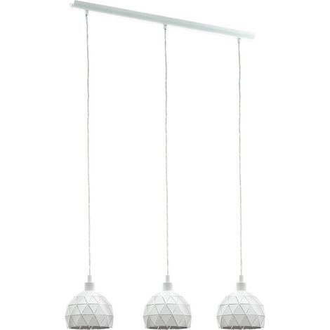 Lámpara colgante Eglo Roccaforte 120W Forma Alargada 110×75 cm. Salón y comedor. Estilo retro, vintage y cool. Acero. Color blanco (1/2)