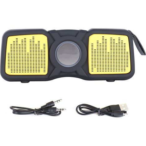 Enceinte Bluetooth portable sans fil avec deux haut-parleurs et lumières colorées jaune