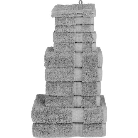 vidaXL 12 Piece Premium Towel Set "SOLUND" Grey 600 gsm