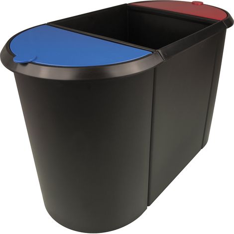helit, Corbeille à papier modulaire, TRIO, couvercle bleu / (1/4)