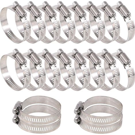 20 verstellbare Schneckengetriebe-Schlauchschellen (33-57 mm) aus Edelstahl 304
