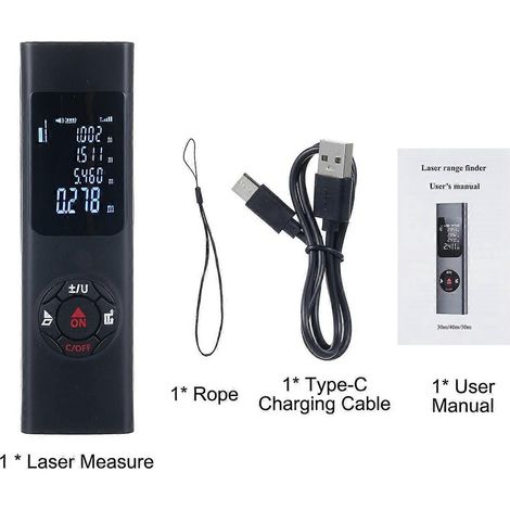 Mini-Laser-Entfernungsmesser, hochpräzise, wasserdicht (IP54), misst Distanz, Fläche und Volumen