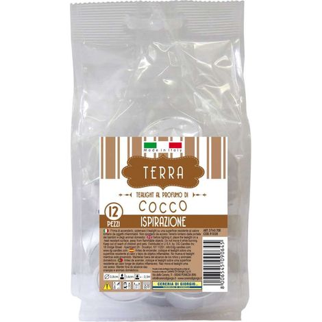 CERERIA DI GIORGIO Tealight Profumati Terra Cocco 12 Pz Marrone 3.8 cm