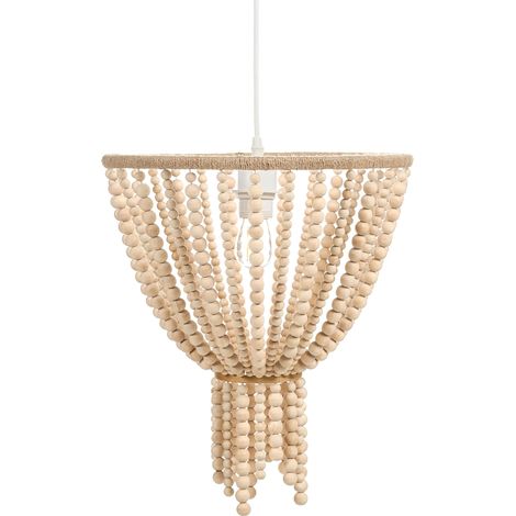 Lampadario a perline di legno in stile bohémien Marrone chiaro Pusweli