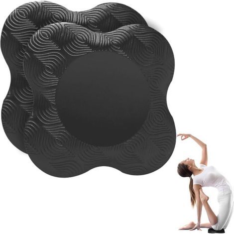 2 Pièces Yoga Genouillère, Tapis de Yoga Antidérapants Résistant à l'usure Protège Les Genoux,Les Coudes,Noir (1/5)