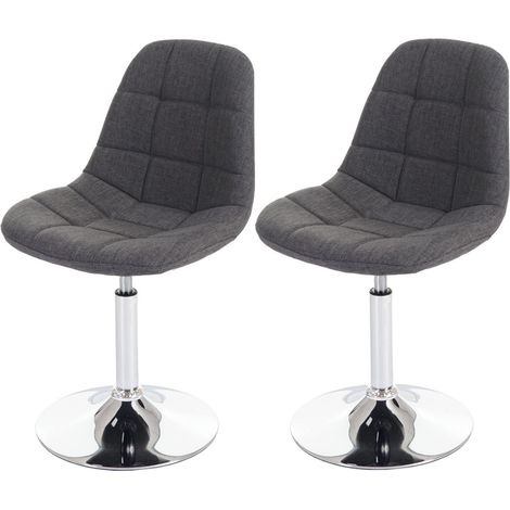 2 sillas de comedor en tela gris claro con patas giratorias cromadas CDS04427 (1/5)